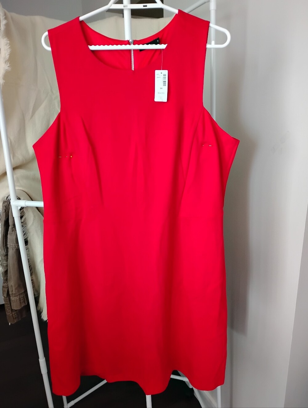 Reitmans Bright Red Midi Dress Sleeveless with Back Zip